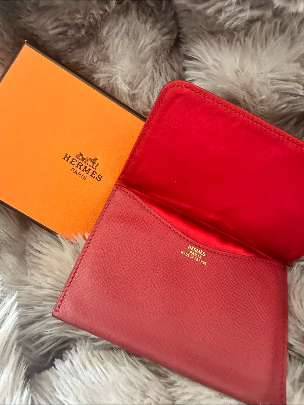 ❤️Hermes Red Epsom Leather Card Holder❤️ No logo, vintage, classic, quiet luxury